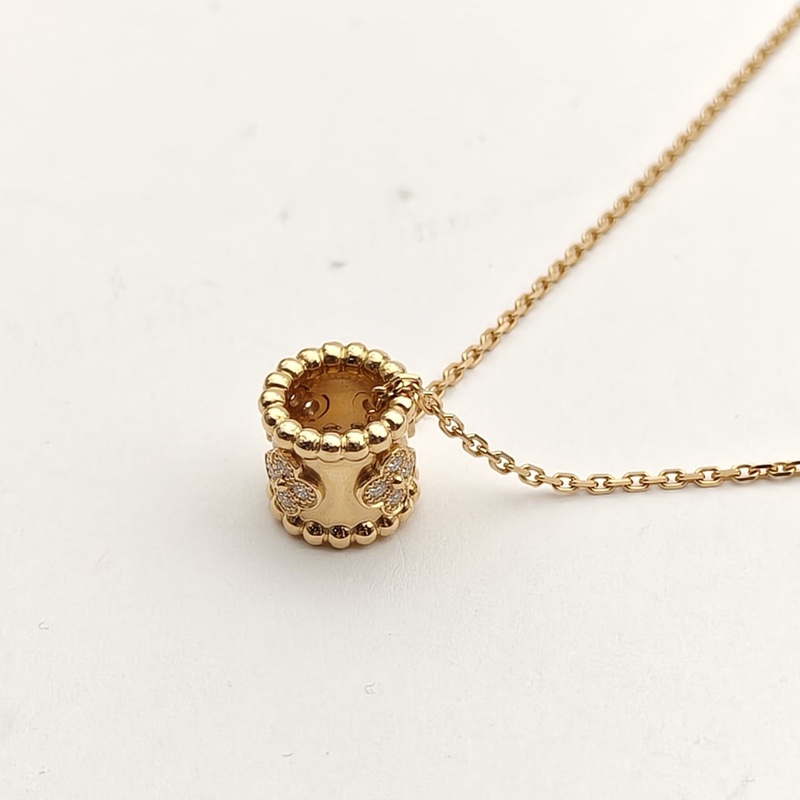 VAN CLEEF&ARPELS PerléeClovers萬花筒鑲鑽項鏈18K黃金/鑽石-1