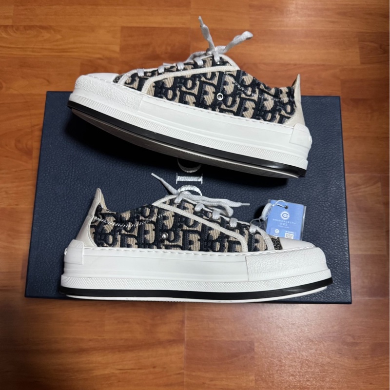 Dior厚底鞋迪奧Walk'n'CD滿印刺繡印花板鞋 深藍 38碼-1