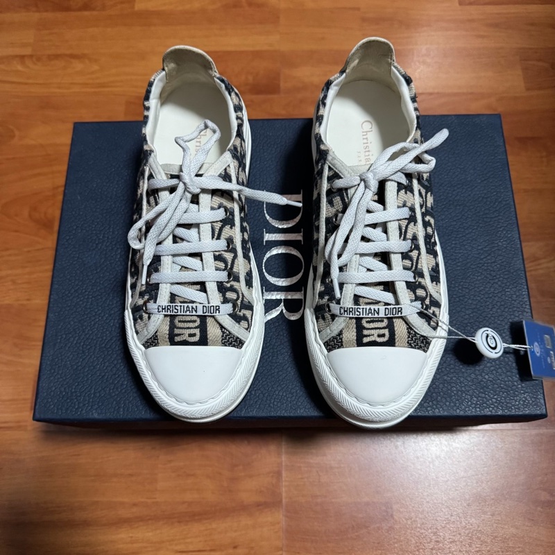 Dior厚底鞋迪奧Walk'n'CD滿印刺繡印花板鞋 深藍 38碼-2