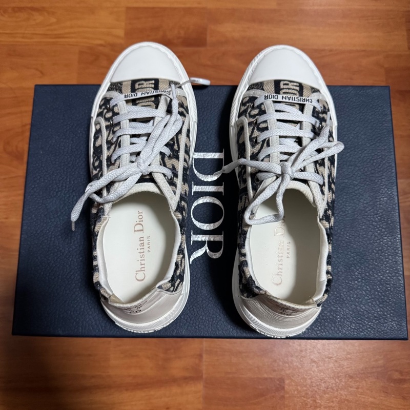 Dior厚底鞋迪奧Walk'n'CD滿印刺繡印花板鞋 深藍 38碼-3