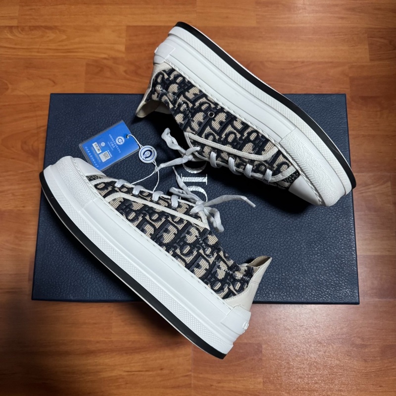 Dior厚底鞋迪奧Walk'n'CD滿印刺繡印花板鞋 深藍 38碼-7