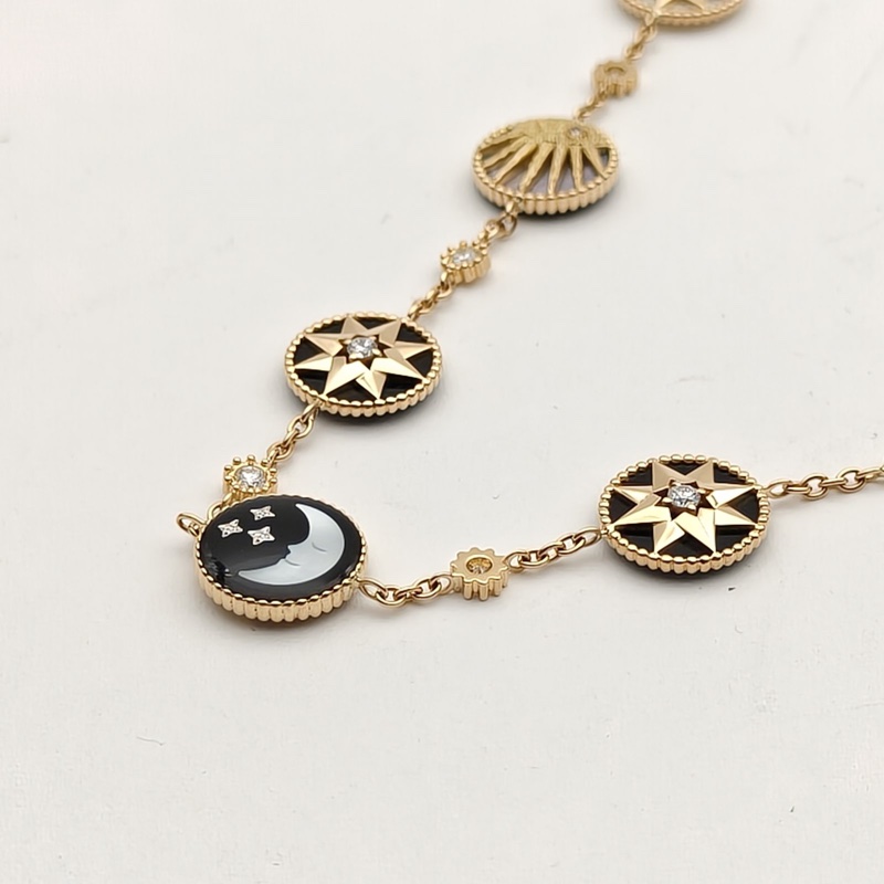 DIOR 18K黃金鑽石縞瑪瑙ROSE DES VENTS 雙面貝母手鏈-1