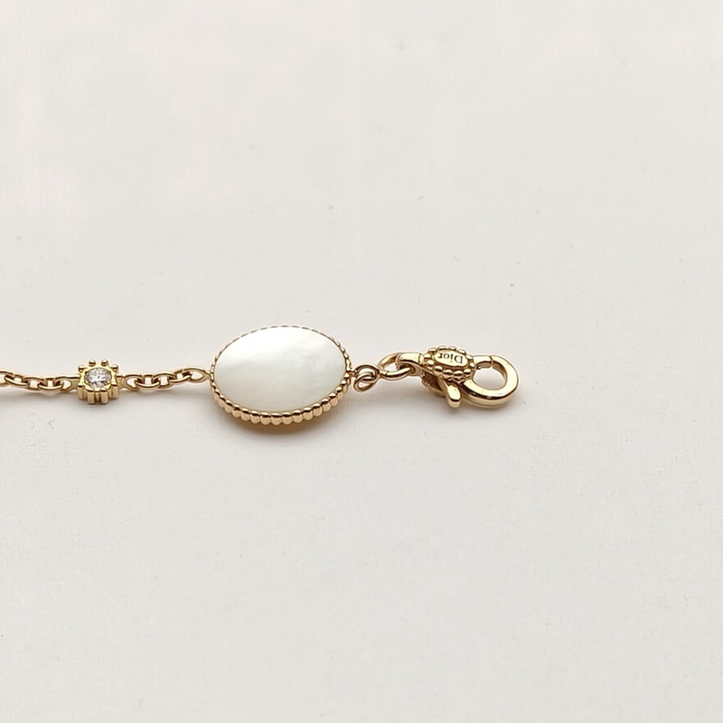 DIOR 18K黃金鑽石縞瑪瑙ROSE DES VENTS 雙面貝母手鏈-4