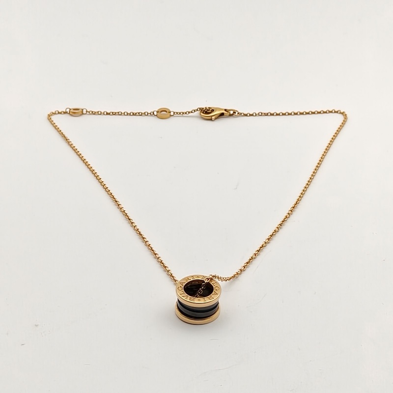 BVLGARI B.ZERO1彈簧項鏈三環扣18K玫瑰金/黑陶瓷-4