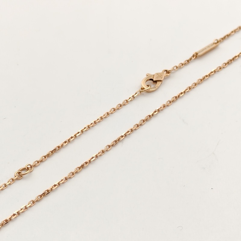 VAN CLEEF&ARPELS VintageAlhambra中號單花項鏈23年聖誕單鑽18K玫瑰金/鑽石/銀曜石-3