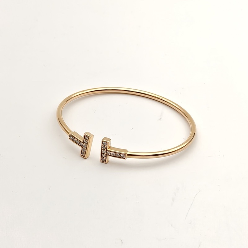 TIFFANY&CO TiffanyT線圈手鐲中號滿鑽18K玫瑰金/鑽石14號-2