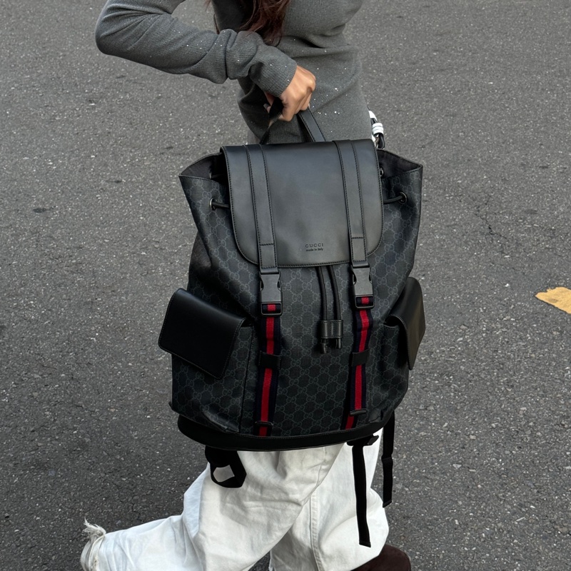 （客訂專屬） GUCCI 黑老花 後背包-0