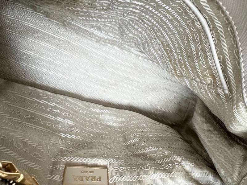 普拉達  殺手包 托特包 手提包 通勤包 腋下包 斜背包 灰色皮革 十字紋皮革 灰色皮革 大象灰 側背包 斜挎包 斜背包 褶皺鏈條包 Prada prada saffiano grey Leather bag/crossbody bag-23