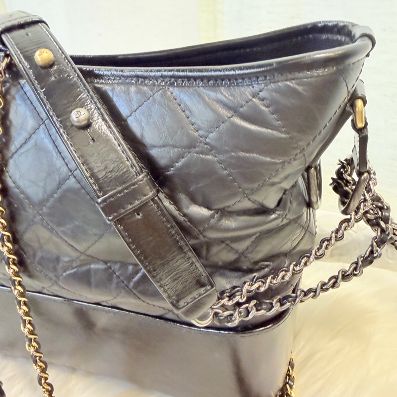 Chanel 大號 黑牛皮復刻流浪包-4