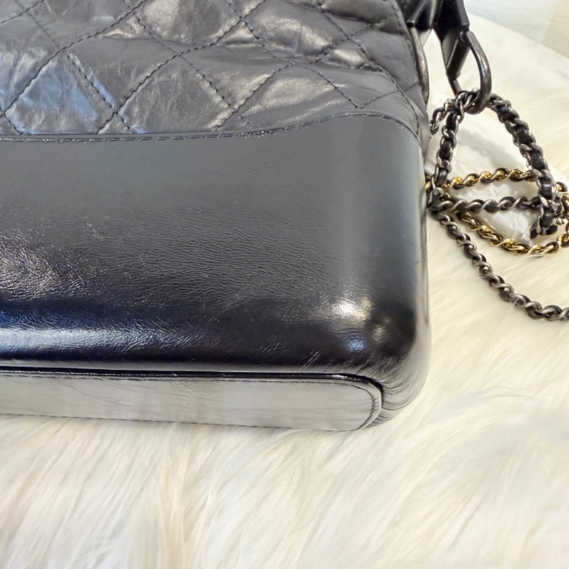 Chanel 大號 黑牛皮復刻流浪包-14