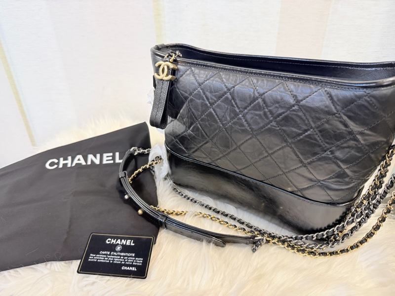 Chanel 大號 黑牛皮復刻流浪包-26