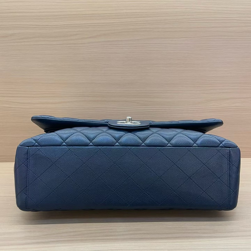 Chanel CF 深藍色羊皮 單肩斜挎鏈條包 大號 2011年 15開 有塵袋 無卡無盒子 尺寸低長33*高21*寬10*-4