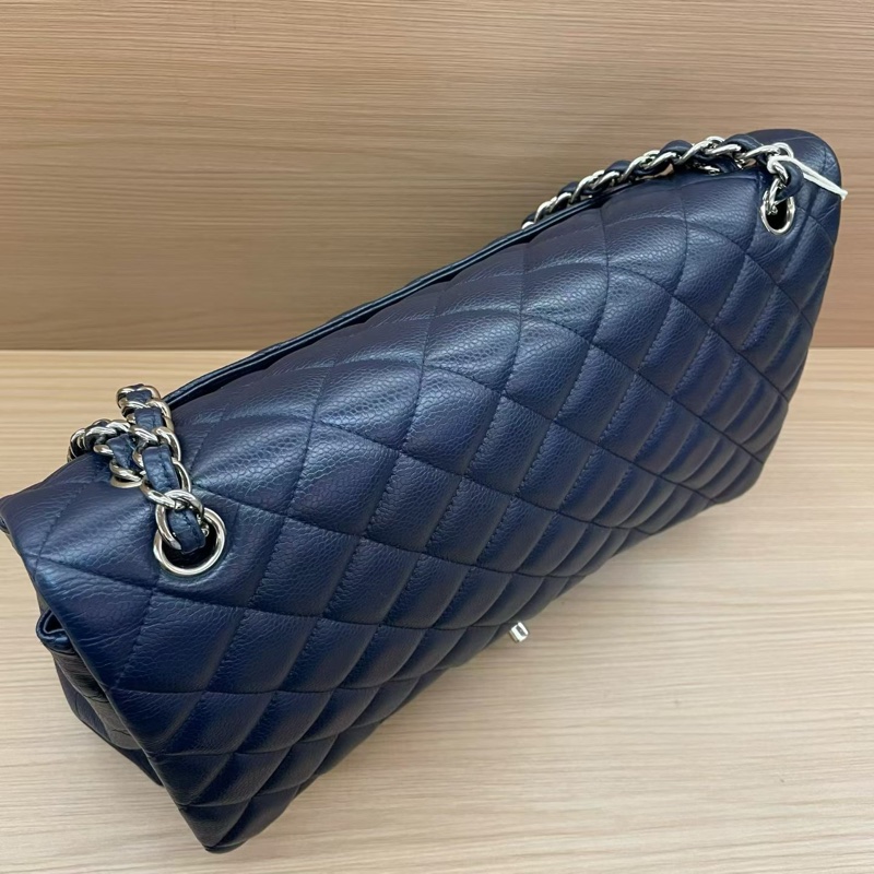 Chanel CF 深藍色羊皮 單肩斜挎鏈條包 大號 2011年 15開 有塵袋 無卡無盒子 尺寸低長33*高21*寬10*-5