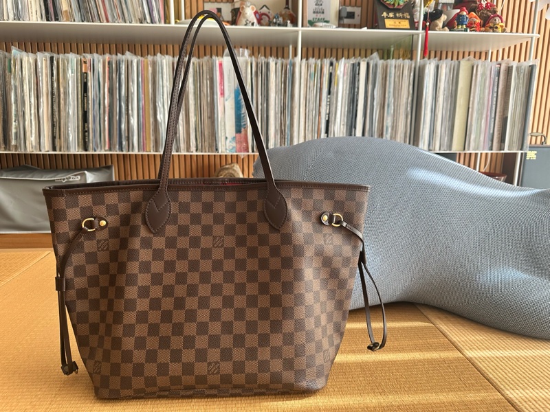 【近全新/誠可議】 LV Louis Vuitton Neverfull MM 棋盤格 中號 經典托特包-0