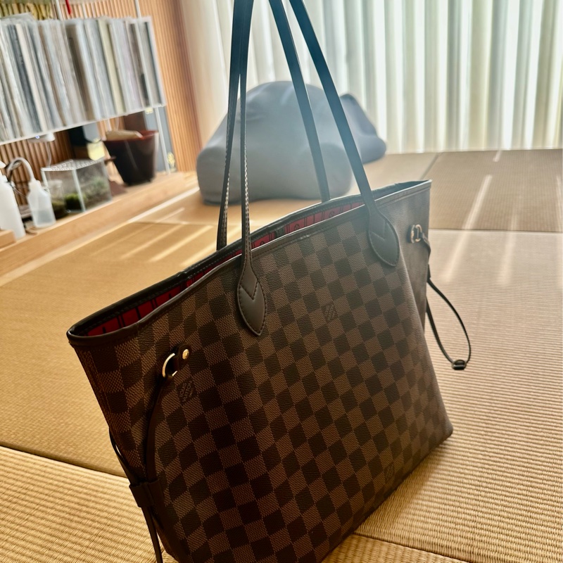 【近全新/誠可議】 LV Louis Vuitton Neverfull MM 棋盤格 中號 經典托特包-1