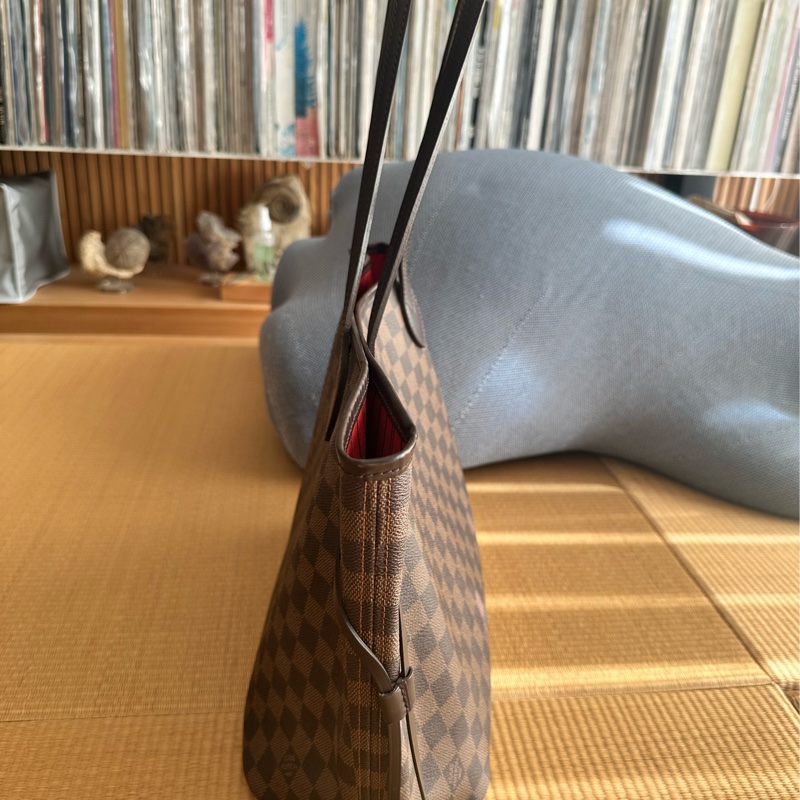 【近全新/誠可議】 LV Louis Vuitton Neverfull MM 棋盤格 中號 經典托特包-14
