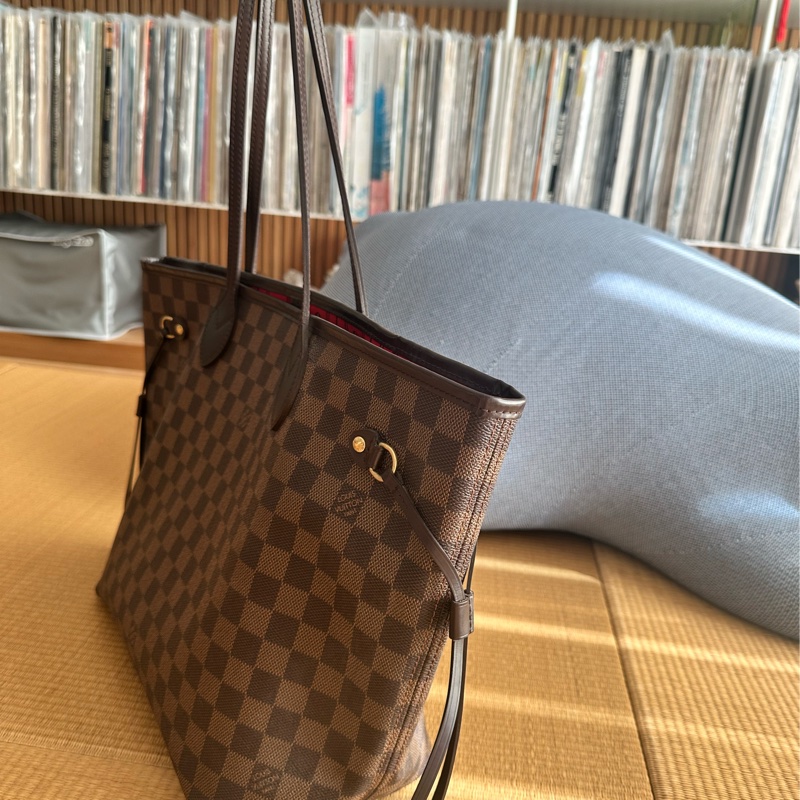 【近全新/誠可議】 LV Louis Vuitton Neverfull MM 棋盤格 中號 經典托特包-15