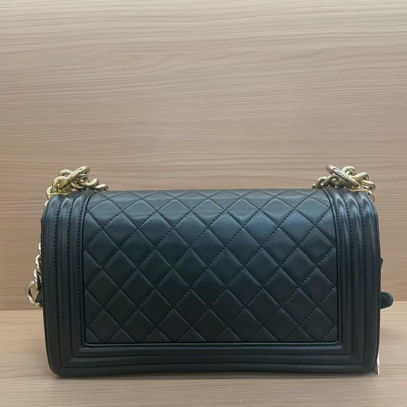 Chanel 香奈兒黑金LEBOY中號 牛皮鏈條包 2015年，20開 有塵袋 無卡 無盒子 尺寸底長25*高15*-1