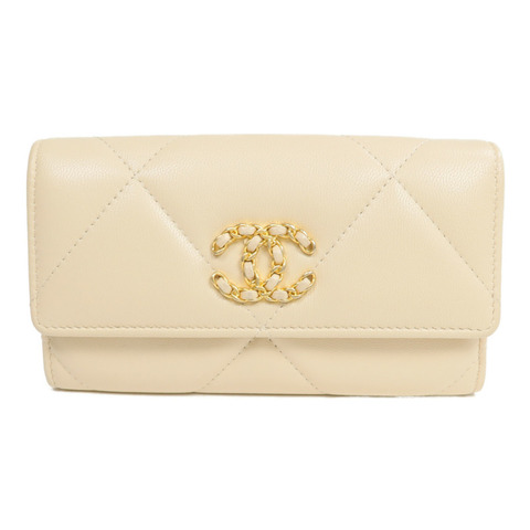 CHANEL 羊皮皮革C19 Long Wallet長錢包