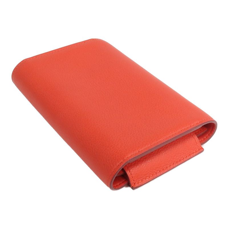 HERMES Evercolor皮革H Passant Compact Wallet錢包Rouge Tomate-4