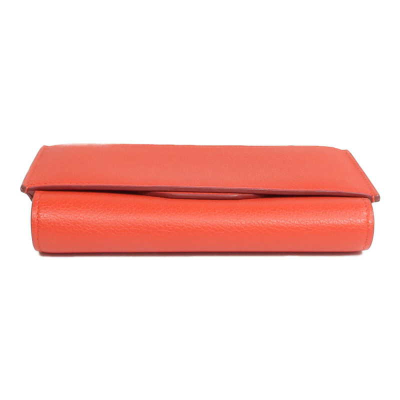 HERMES Evercolor皮革H Passant Compact Wallet錢包Rouge Tomate-5