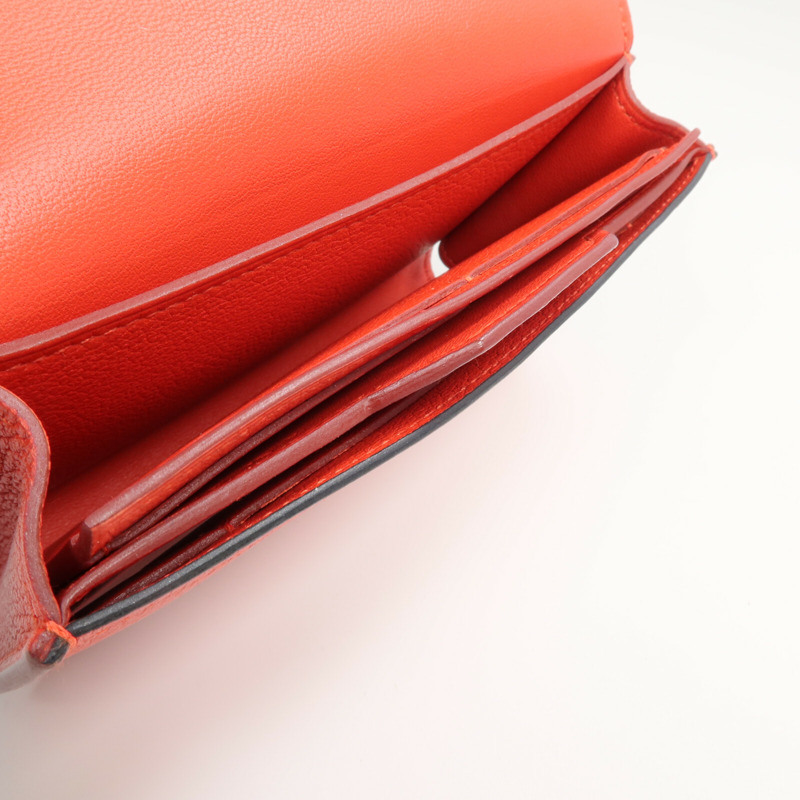 HERMES Evercolor皮革H Passant Compact Wallet錢包Rouge Tomate-6