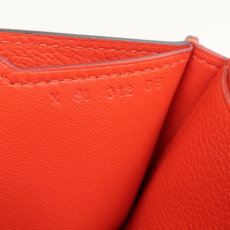 HERMES Evercolor皮革H Passant Compact Wallet錢包Rouge Tomate-8