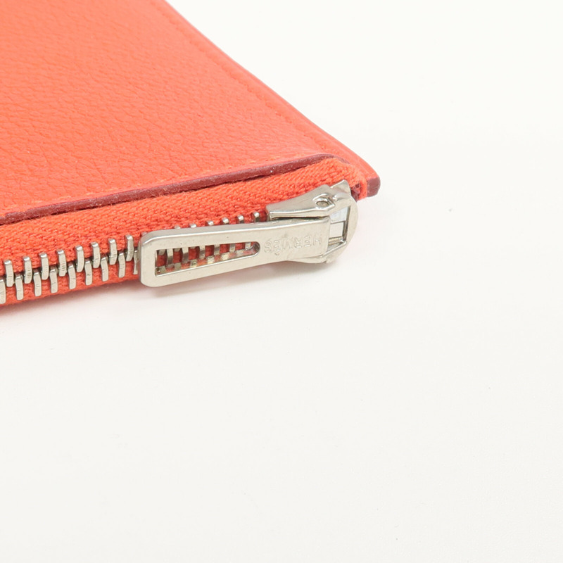 HERMES Evercolor皮革H Passant Compact Wallet錢包Rouge Tomate-9