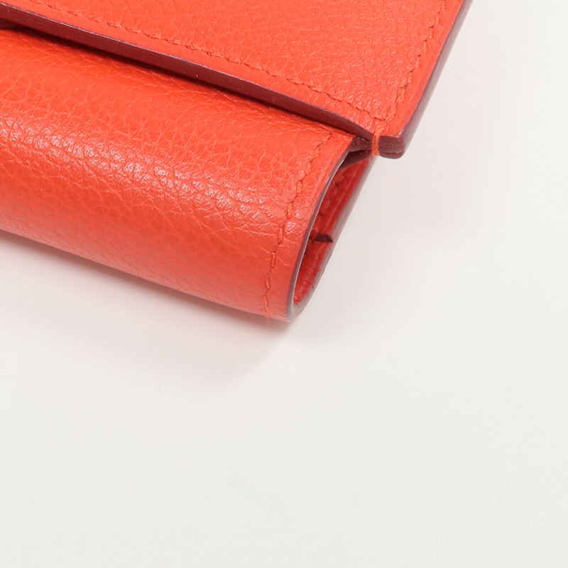 HERMES Evercolor皮革H Passant Compact Wallet錢包Rouge Tomate-10