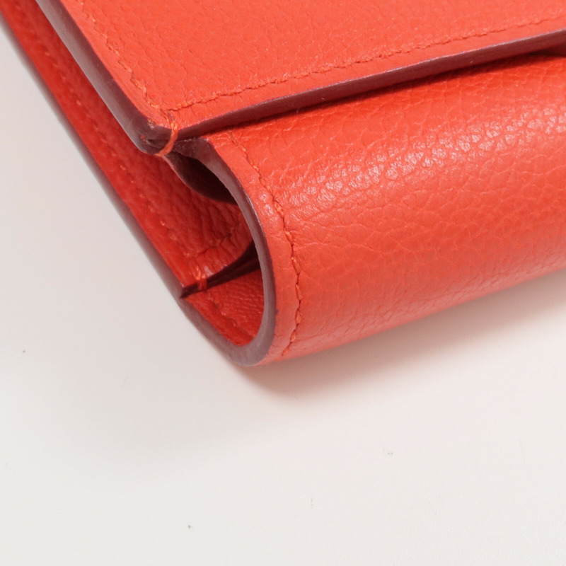 HERMES Evercolor皮革H Passant Compact Wallet錢包Rouge Tomate-11