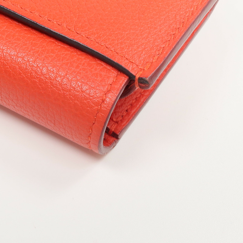 HERMES Evercolor皮革H Passant Compact Wallet錢包Rouge Tomate-13
