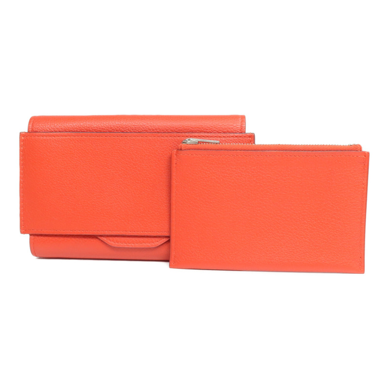 HERMES Evercolor皮革H Passant Compact Wallet錢包Rouge Tomate-14