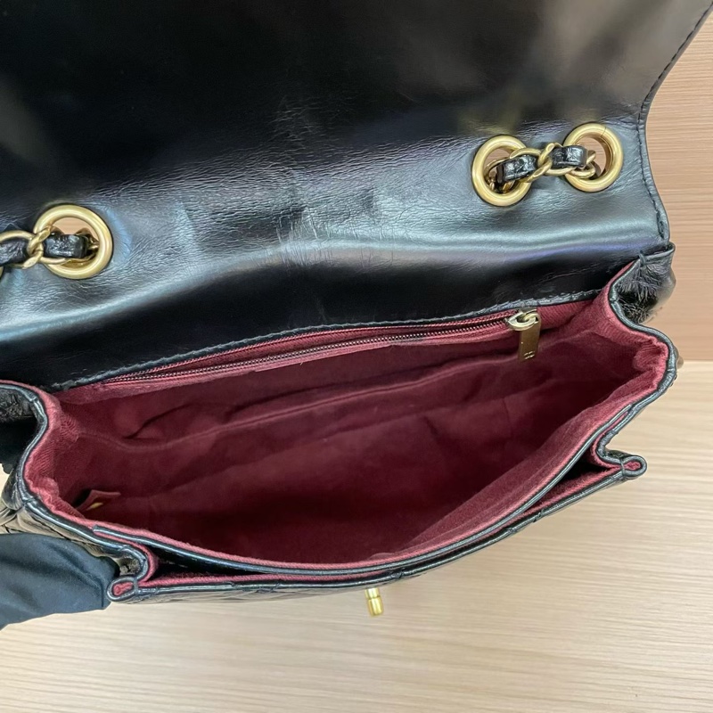 CHANEL香奈儿 黑色油蜡皮菱格纹 斜挎南瓜包 2015年 20開 有塵袋 無卡無盒子 尺寸32*23-6