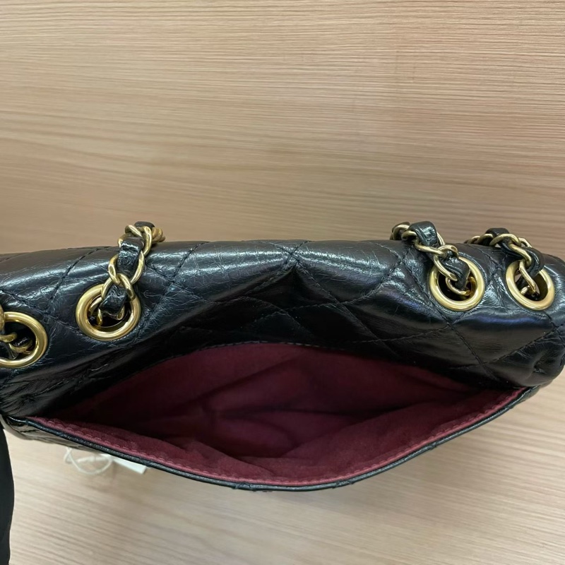 CHANEL香奈儿 黑色油蜡皮菱格纹 斜挎南瓜包 2015年 20開 有塵袋 無卡無盒子 尺寸32*23-8