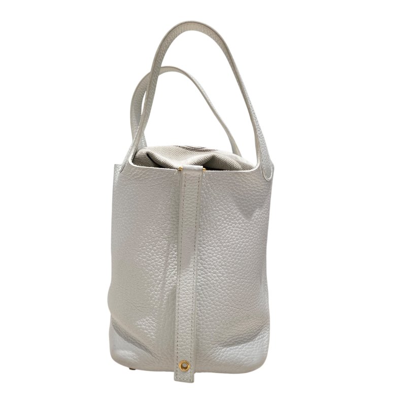 HERMES PICOTIN 18 皮革 冰藍色 淡金釦-0