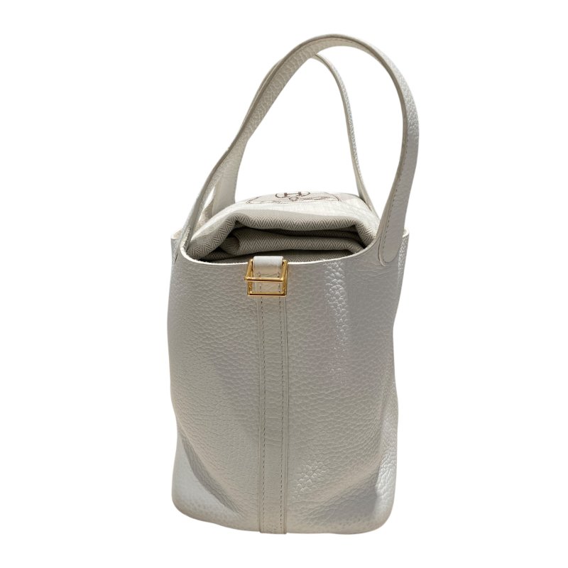 HERMES PICOTIN 18 皮革 冰藍色 淡金釦-1