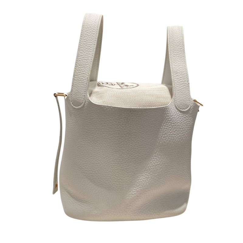 HERMES PICOTIN 18 皮革 冰藍色 淡金釦-3