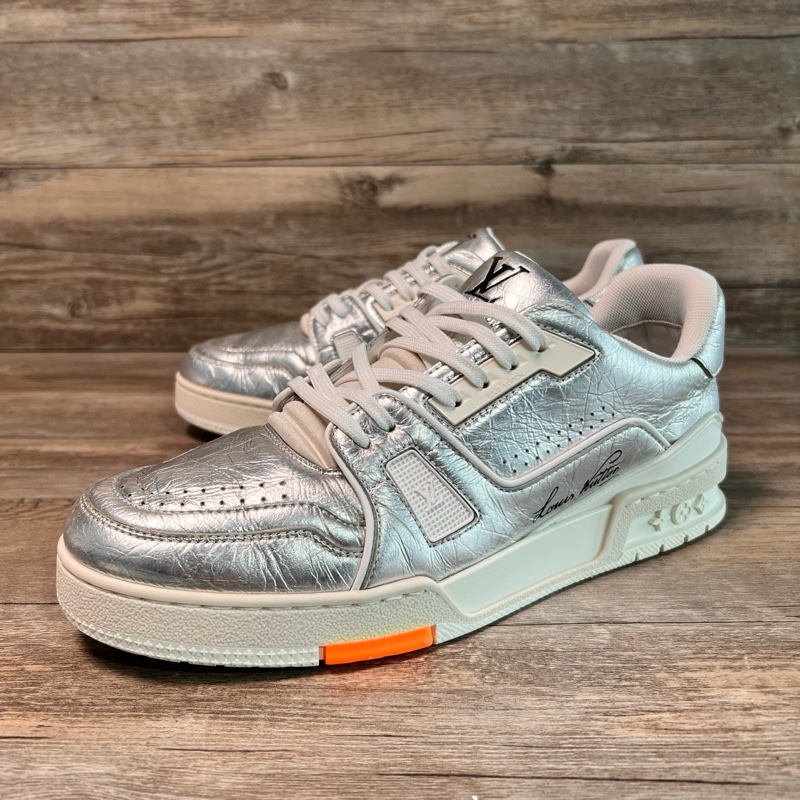 LV路易威登 trainer 液態銀 銀橙 錫紙 41碼-0