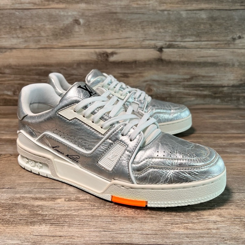 LV路易威登 trainer 液態銀 銀橙 錫紙 41碼-1