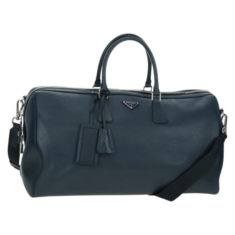 【日本直送】PRADA 波士頓包 Safiano 皮革 2way 海軍藍/銀色 2VC370 正品 yk20306V-0