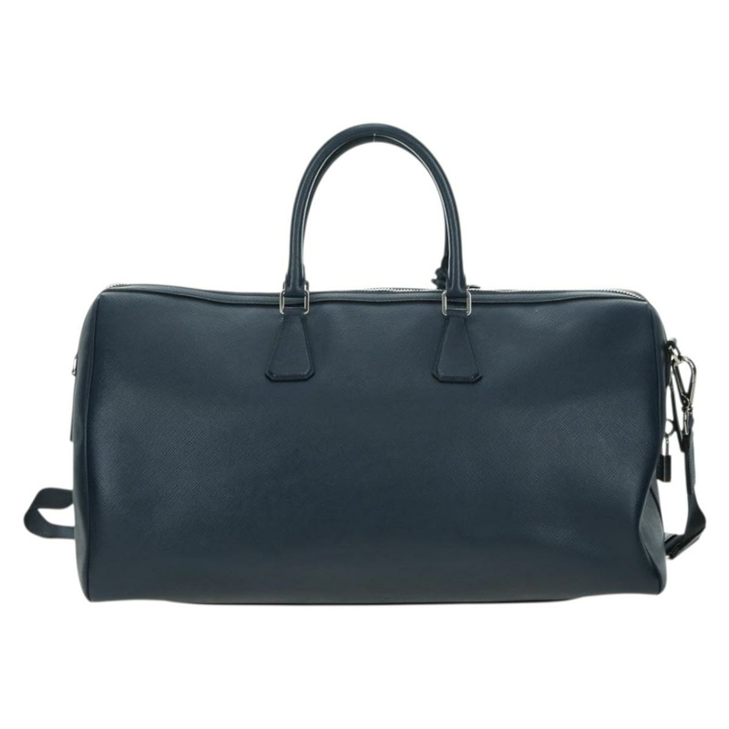 【日本直送】PRADA 波士頓包 Safiano 皮革 2way 海軍藍/銀色 2VC370 正品 yk20306V-1