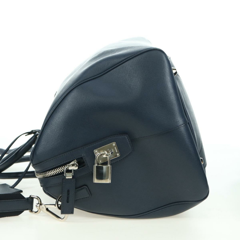 【日本直送】PRADA 波士頓包 Safiano 皮革 2way 海軍藍/銀色 2VC370 正品 yk20306V-2