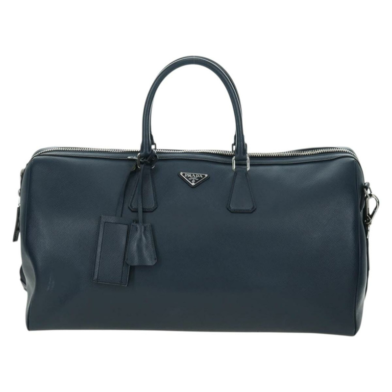 【日本直送】PRADA 波士頓包 Safiano 皮革 2way 海軍藍/銀色 2VC370 正品 yk20306V-12