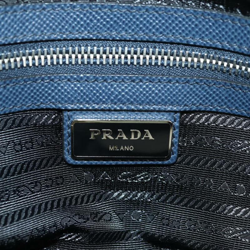 【日本直送】PRADA 波士頓包 Safiano 皮革 2way 海軍藍/銀色 2VC370 正品 yk20306V-24