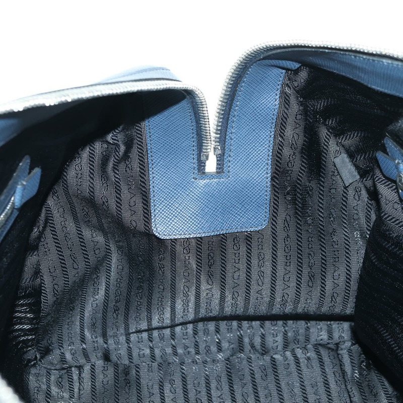 【日本直送】PRADA 波士頓包 Safiano 皮革 2way 海軍藍/銀色 2VC370 正品 yk20306V-26