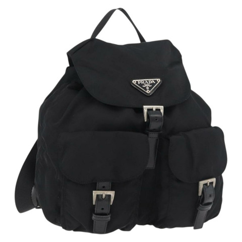 PRADA 雙肩包 尼龍 黑色 銀色 正品 176615A