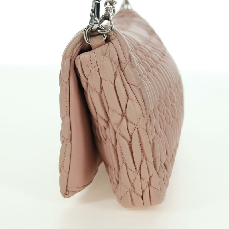 【日本直送】Miu Miu Matelasse 鏈條單肩包 皮革 2way 粉紅銀色 Auth 176382SAM-2