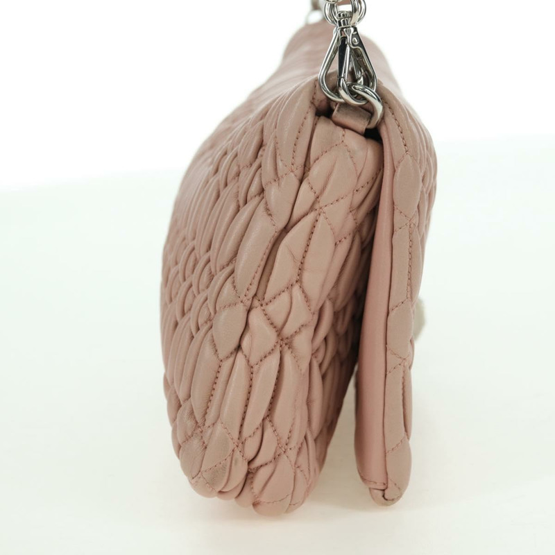 【日本直送】Miu Miu Matelasse 鏈條單肩包 皮革 2way 粉紅銀色 Auth 176382SAM-3