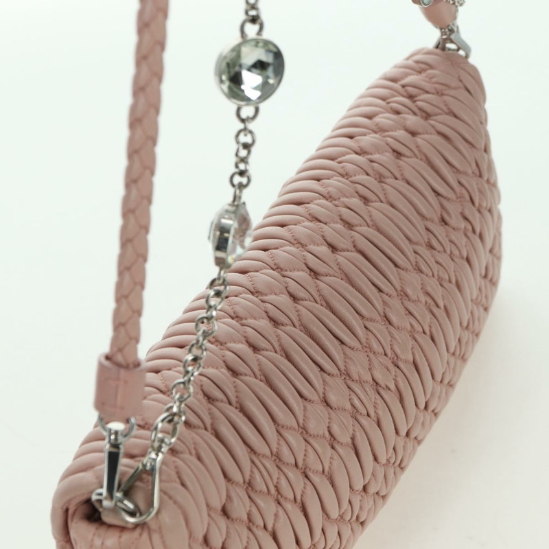 【日本直送】Miu Miu Matelasse 鏈條單肩包 皮革 2way 粉紅銀色 Auth 176382SAM-5