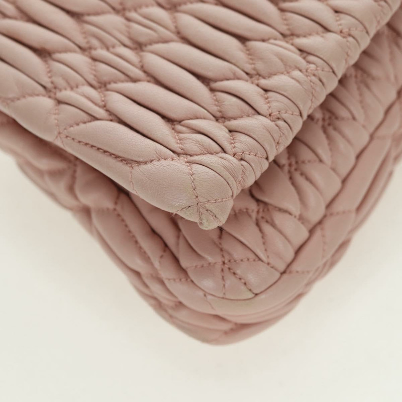 【日本直送】Miu Miu Matelasse 鏈條單肩包 皮革 2way 粉紅銀色 Auth 176382SAM-8